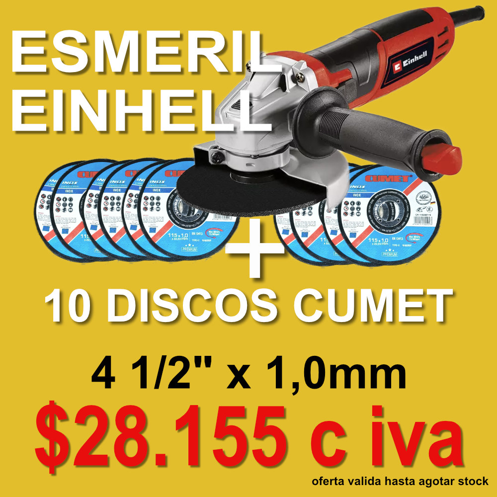 KIT ESMERIL EINHELL + 10 DISCOS CUMET